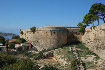 Medieval fortress walls in Rethymno, Crete, Greece