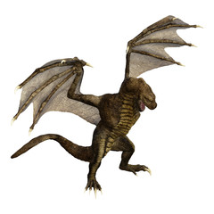 3D Rendering Fairy Tale Dragon on White