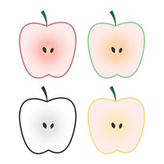 Set of apple fruits isolated on white background. Vector Illustration. Perfect for your design project.