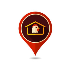 Chicken house vector pin map icon
