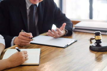 tribunal and justice concept, Consultation with insurance lawyer and customer