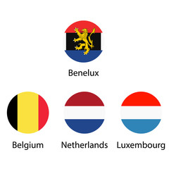 Benelux flags vector - obrazy, fototapety, plakaty