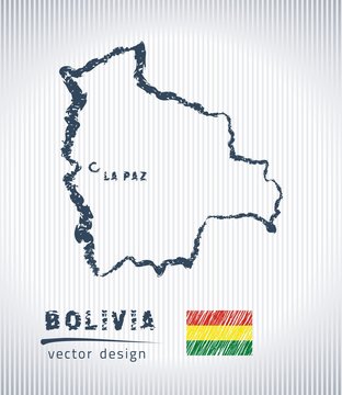 Bolivia national vector drawing map on white background