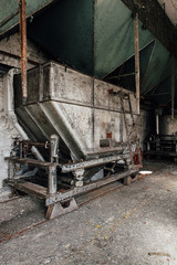 Fototapeta na wymiar Silver Steel Bin - Abandoned Old Crow Bourbon Distillery - Frankfort, Kentucky