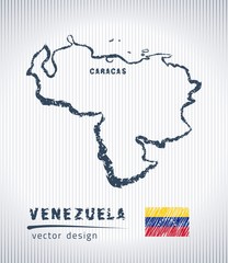 Venezuela national vector drawing map on white background