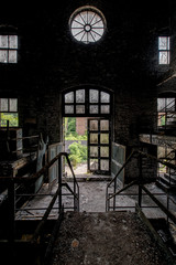 Fototapeta na wymiar Door Silhouette - Abandoned Old Crow Bourbon Distillery - Frankfort, Kentucky