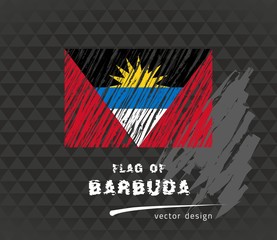 Flag of Barbuda, vector pen illustration on black background