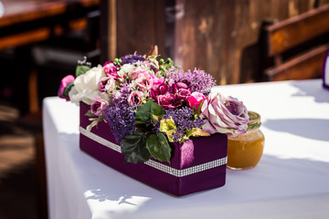 beautiful bouquet of flowers in vase as decoration concept