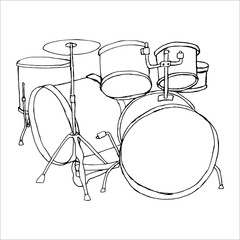 Drums doodle hand drawn sketch on white background - 199577787