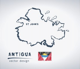 Antigua national vector drawing map on white background