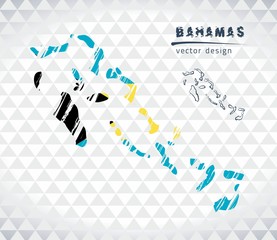 Map of Bahamas with hand drawn sketch pen map inside. Vector illustration