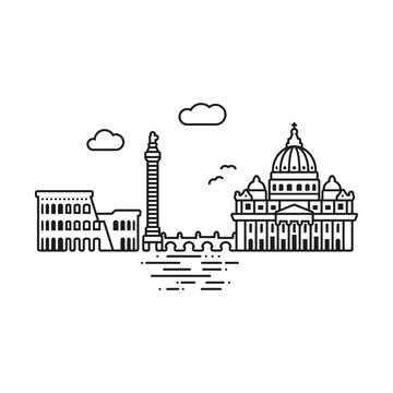 recommend clip art: Rome cityscape  line icon style vector illustration