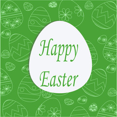text card on the background of Easter eggs green