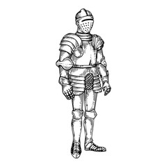 Fototapeta na wymiar Knight armour engraving vector illustration