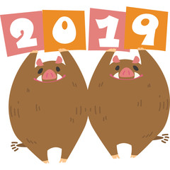 プラカードを掲げるいのしし