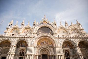 Fototapeta na wymiar Saint Mark's Basilica viewed from Piazza San Marco in Venice.