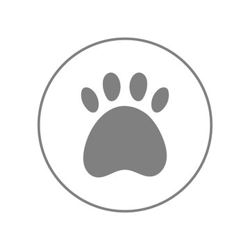Paw print outline. Veterinary clinic logo. Vector icon.