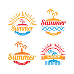 set of summer logo template. banner, emblem, sticker, label, stamp