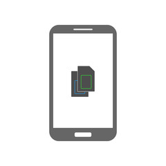 Smartphone and dual SIM card icon on screen. Vector.