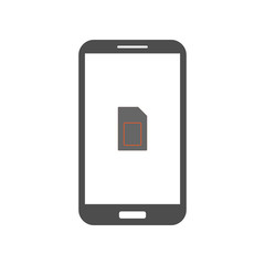Smartphone and SIM card icon on screen. Vector.