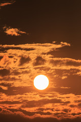 Beautiful Golden sky  with cloud before sunset