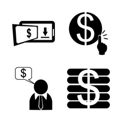 icon Currency with phone transfer, exchange, manager, mobile and commerce