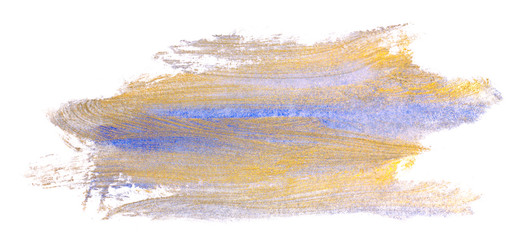 gold paint with blue. shiny gold dust in acrylic paint. brush of a dry brush.