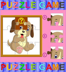 Jigsaw Puzzle Education Game for Preschool Children with dog
