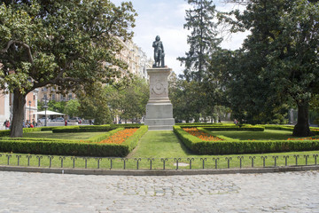 Murillo statue on the outside of the Prado Museum. Madrid. Spain.