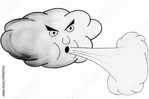 &quot;Zeichnung einer Wolke die einen kräftigen Wind pustet