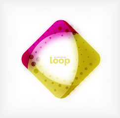 Vector square loop business symbol, geometric icon created of waves, with blurred shadow