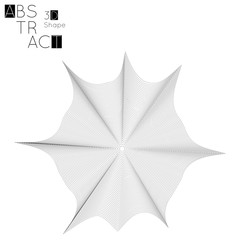 Abstract 3D wireframe geometric shape isolated on white background