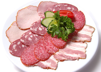 plate of bacon and sausages