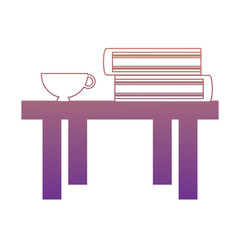 table with books and coffee mug over white background, colorful desgin. vector illustration