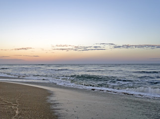 Sunset on a peaceful isolated beach. Punta del Este, Uruguay