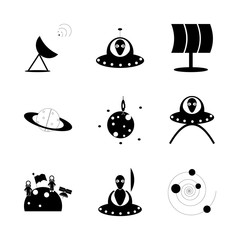 icon Cosmos with planets, satellite, cosmic, cosmos and saturn