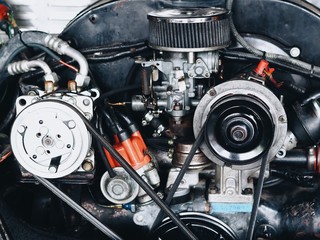 Close up car part in the garage.