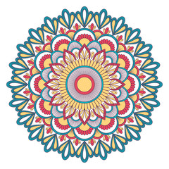 Ethnic ornamental mandala. Decorative design element. Hand drawn vector illustration
