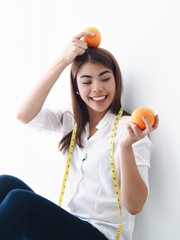 young woman with orange
