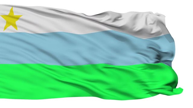 Puerto Guzman  flag, city of Colombia, realistic animation isolated on white seamless loop - 10 seconds long (alpha channel is included)