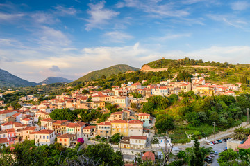 Fototapeta premium View of Samos town at sunset, Samos island, Greece