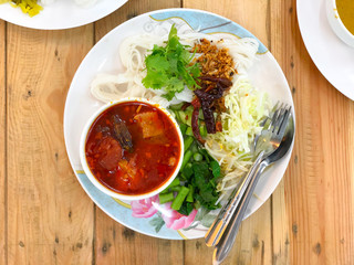 Northern Thai food (Kanom Jeen Nam Ngeaw)