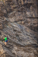 climber on a rock without insurance