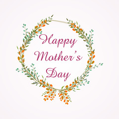 Mother's Day Design with Flowers wreath. International Women's Day card. Vector illustration. Doodle style.