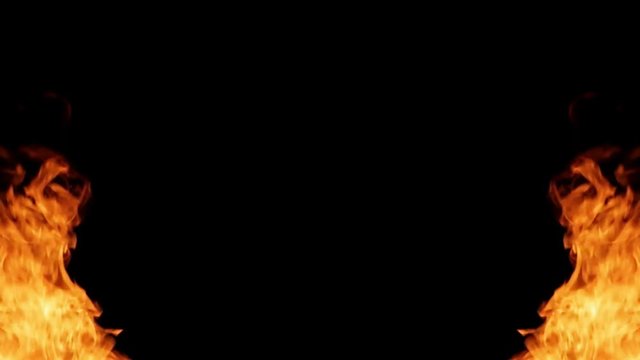 Frame of real fire for inscription in center, looped video