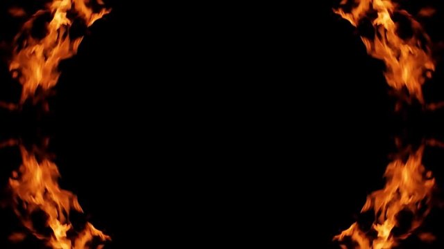 Frame of real fire for text in center loop video