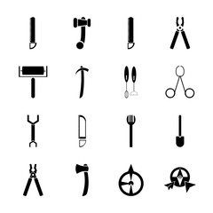 Fototapeta premium icon Instruments And Tools with accessory, saw, blackground, pliers and concept