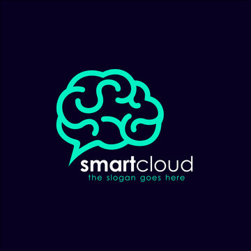 smart cloud logo template. brain tech logo template