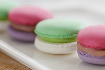Cherry-blueberry, mint-vanilla macaroons