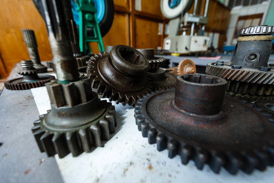 Machine gear metal cogwheels nuts and bolts